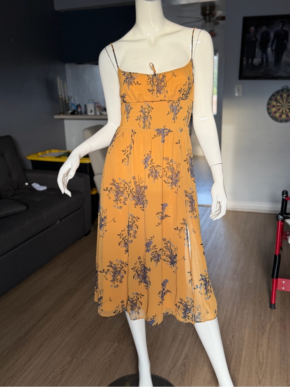Aritzia Wilfred Genoa Midi Yellow Mustard dress Size XS
